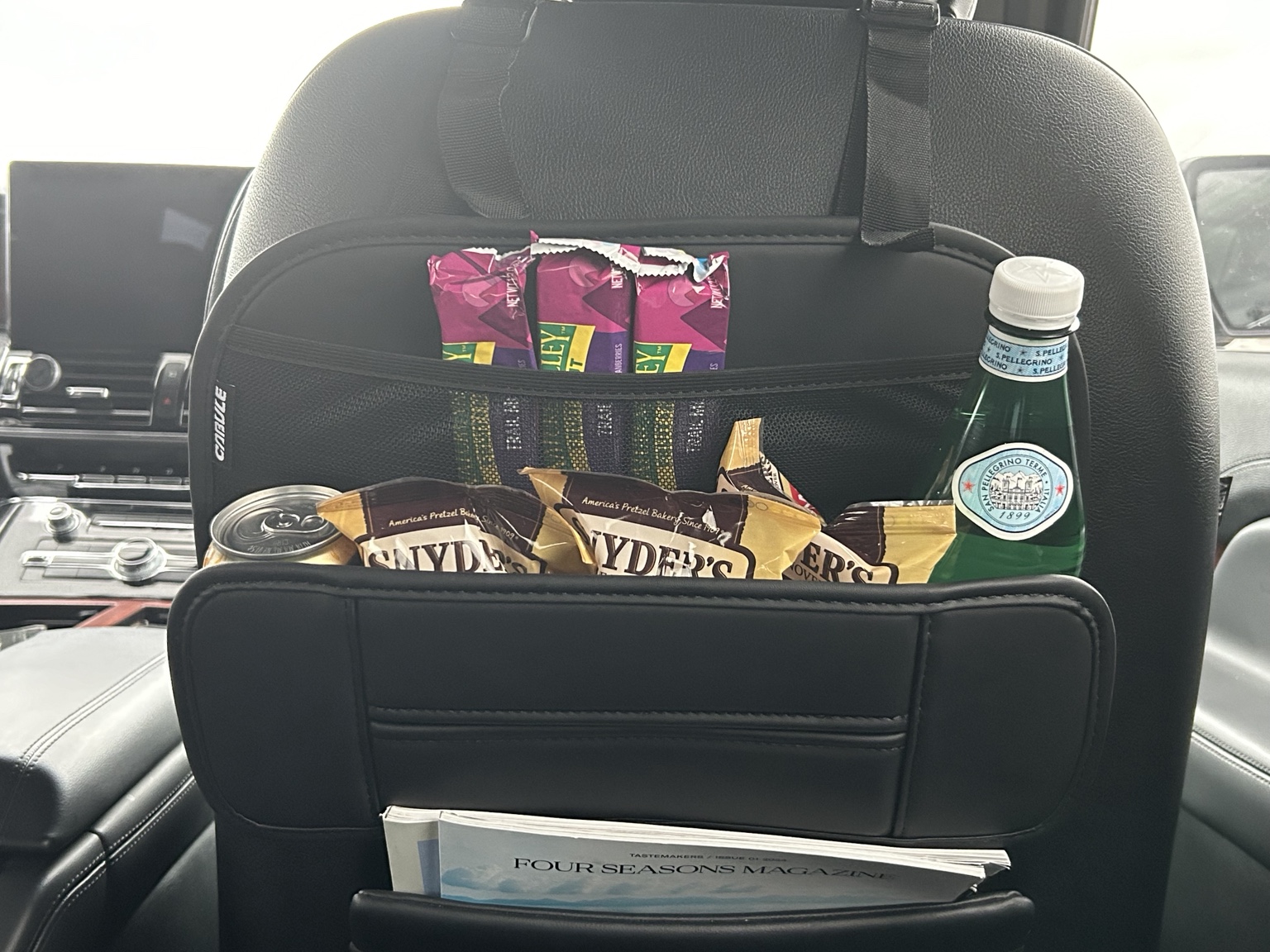 Onboard bottled water and snacks