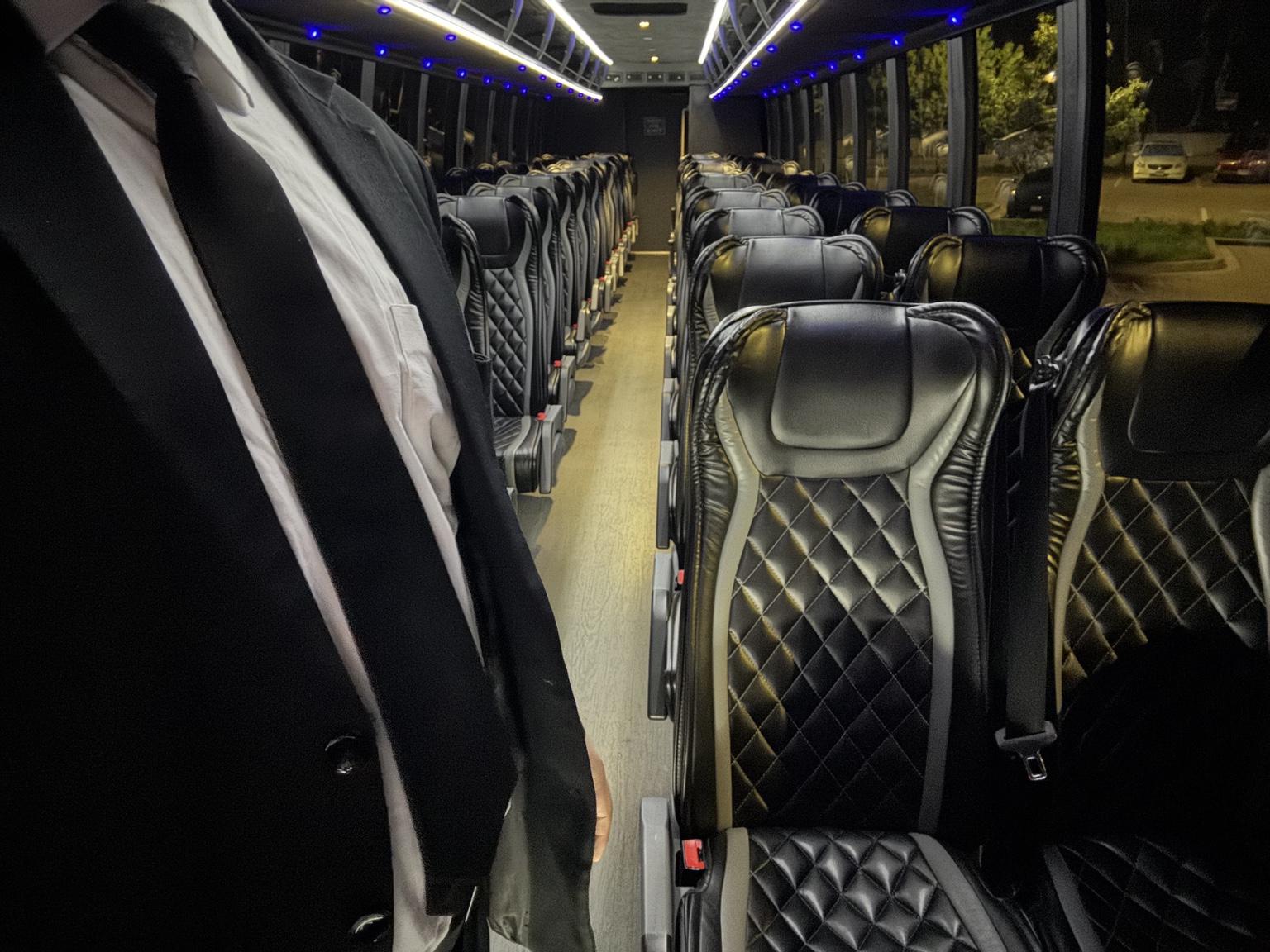 Group shuttle interior with premium seating